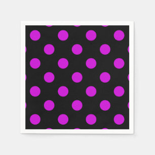 Serviette En Papier Fond noir pois violets
