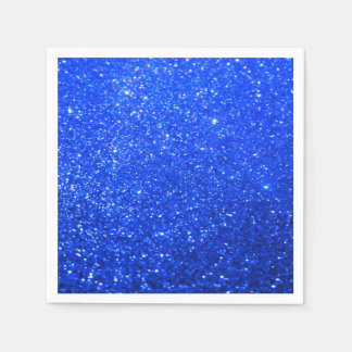 Serviette En Papier Fond Pailleté Gras - Bleu Royal