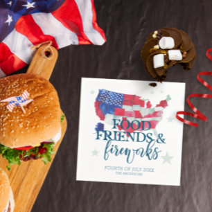 Serviette En Papier Food Friends Fireworks   Fourth of July Party