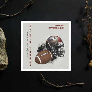 Serviette En Papier Football américain Baby shower rouge et noir