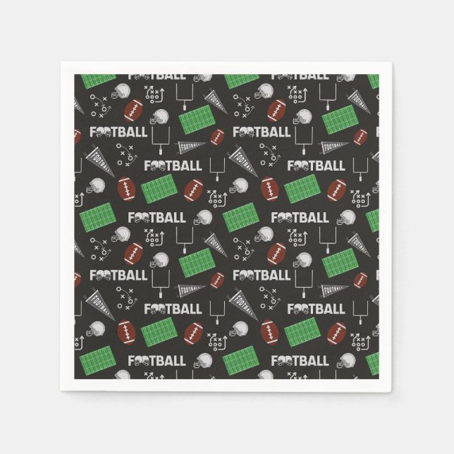 Serviette En Papier Football amusant sur le noir (Devant)