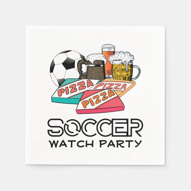 Serviette En Papier Football Beer Pizza SOCCER WATPARTIE (Devant)