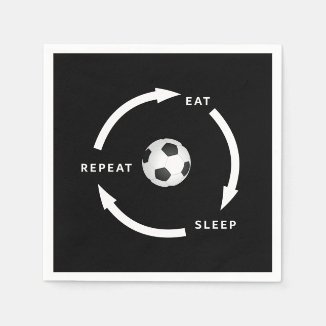 Serviette En Papier Football Manger Sommeil Répéter Le Ventilateur De  (Devant)