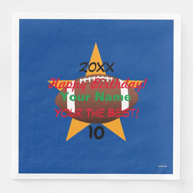 Serviette En Papier Football Personnalisé Anniversaire Papier Napkin H (Devant)