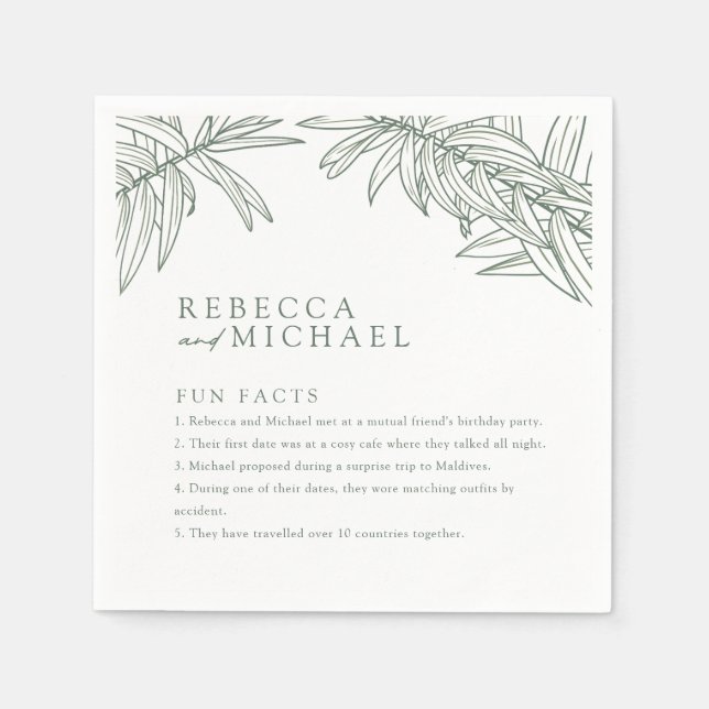 Serviette En Papier Forest Green Fun Facts Simple Botanique (Devant)