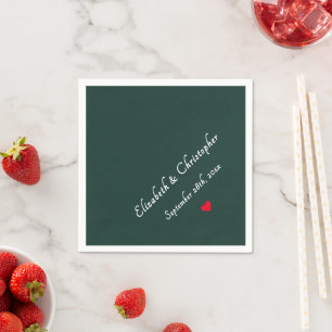 Serviette En Papier Forest Green Monogrammed Wedding Party Cocktail