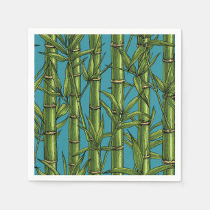 Serviette En Papier Forêt de bambou sur bleu
