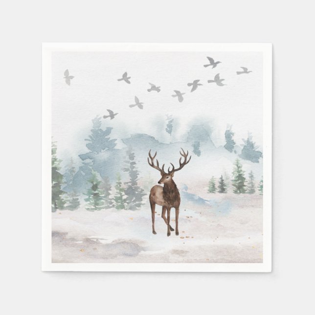 Serviette En Papier Forêt de cerfs (Devant)