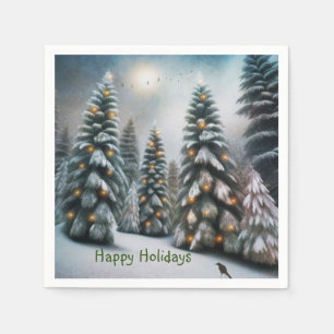 Serviette En Papier Forêt de neige magique