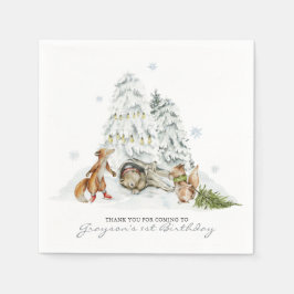 Serviette En Papier Forêt des bois Fête de Noël d'hiver