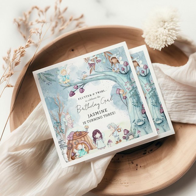 Serviette En Papier Forêt d'hiver Fée Noël Fille Anniversaire (Créateur téléchargé)