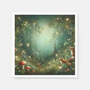 Serviette En Papier Forêt Enchantée Émeraude Verte