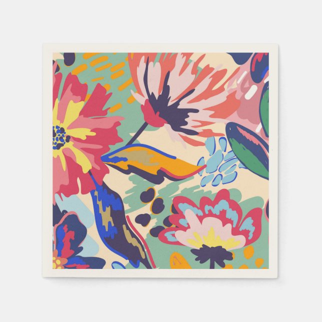 Serviette En Papier Forêt et rose (Devant)