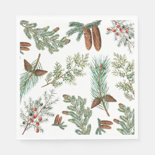 Serviette En Papier Forêt festive de conifères de pin de Noël