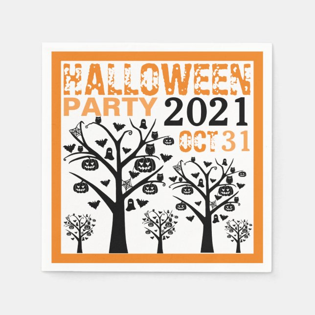 Serviette En Papier Forêt hantée, Halloween (Devant)