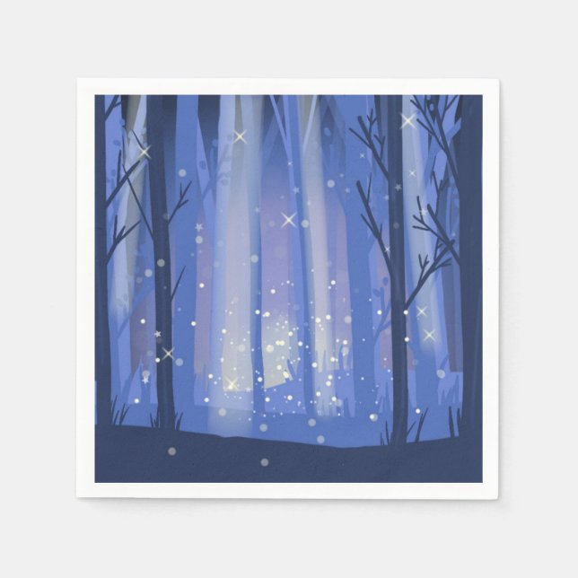 Serviette En Papier forêt nocturne et lucioles (Devant)