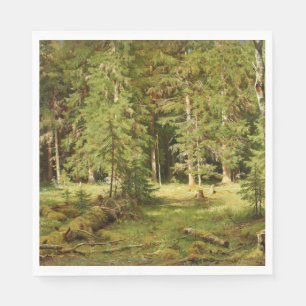 Serviette En Papier Forêt russe (Paysage rustique) (Bois vert)