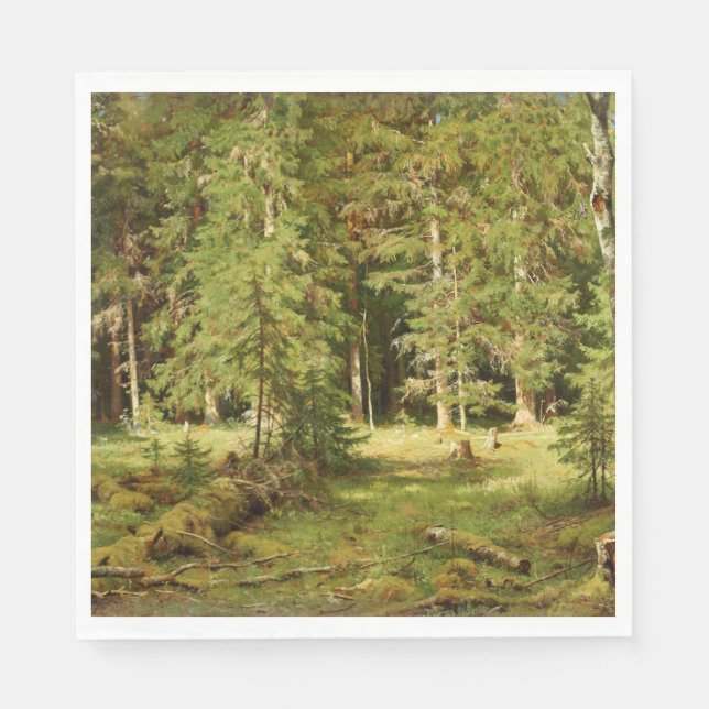 Serviette En Papier Forêt russe (Paysage rustique) (Bois vert) (Devant)