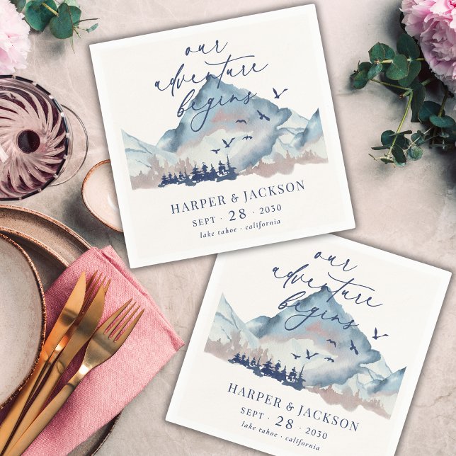 Serviette En Papier Forêt Rustique de pins sylvicoles Notre aventure c (Créateur téléchargé)