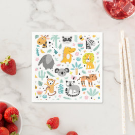Serviette En Papier Forêt tropicale mignonne Animaux