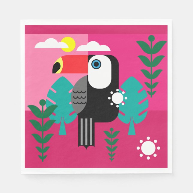 Serviette En Papier Forêt tropicale tropicale Toucan (Devant)