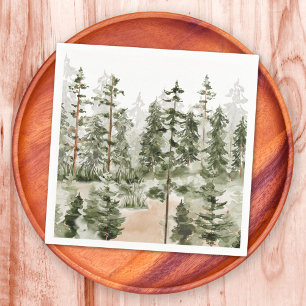 Serviette En Papier Forêt verte Watercolor