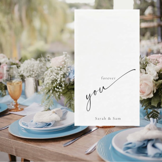 Serviette En Papier Forever You Couple Names Mariage Papier Napkin (Créateur téléchargé)