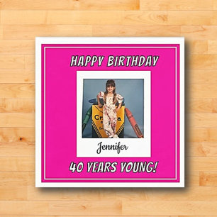 Serviette En Papier Forever Young Vintage Photo Anniversaire