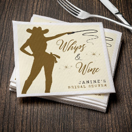 Serviette En Papier Fouet & Cowgirl Mariage Vin Shower