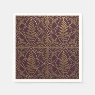 Serviette En Papier Fougère dorée Géométrique Ornée Violet