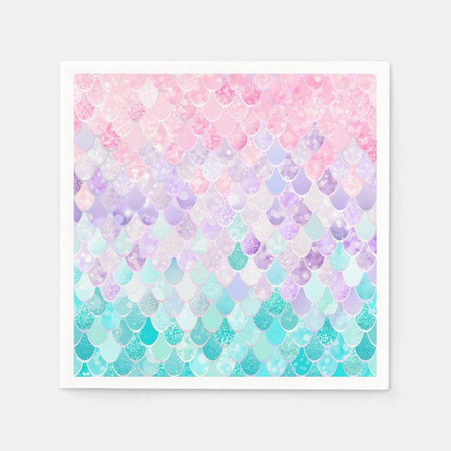 Serviette En Papier Fournitures de fête d'anniversaire de sirène, serv (Devant)