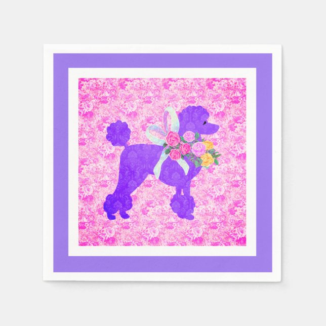 Serviette En Papier Fournitures de parties de caniche pourpre (Devant)