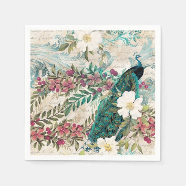 Serviette En Papier Fournitures Mariage Peacock Papier serviettes (Devant)
