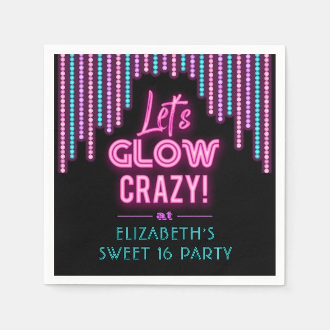 Serviette En Papier Fous Llow Crazy Sweet 16 fête d'anniversaire (Devant)