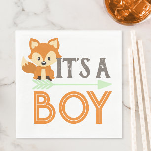 Serviette En Papier Fox C'est un garçon Boy Baby shower papier Napkins