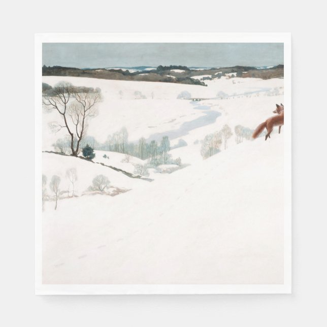 Serviette En Papier Fox dans la neige, 1935 par Newell Convers Wyeth (Devant)
