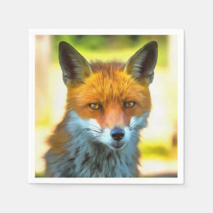 Serviette En Papier Fox Portrait Réaliste Art faunique