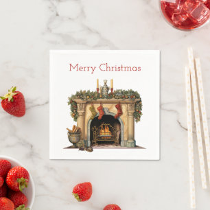 Serviette En Papier Foyer victorien cosy Noël