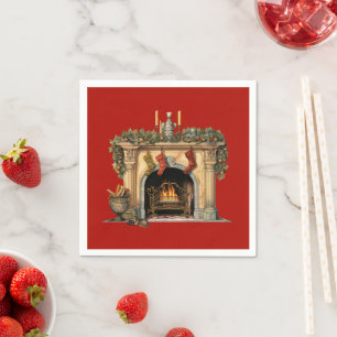 Serviette En Papier Foyer victorien cosy Noël
