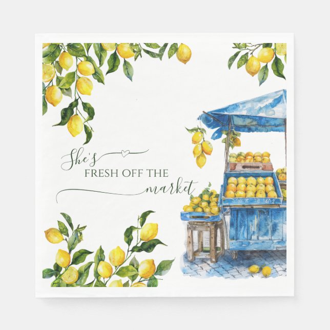 Serviette En Papier Fraîche Du Marché Fête des mariées Citrus Citron (Devant)