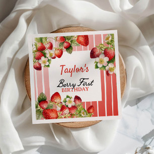 Serviette En Papier Fraise 1er anniversaire