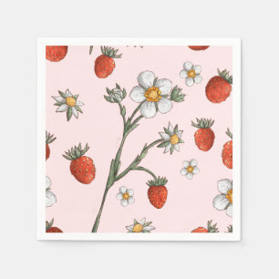 Serviette En Papier Fraise 1er anniversaire Berry florale 1er