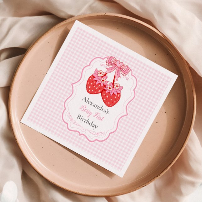 Serviette En Papier Fraise 1er Anniversaire Fête Berry 1er (Créateur téléchargé)