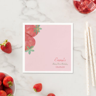 Serviette En Papier Fraise 1er Anniversaire Fête Berry Napkins