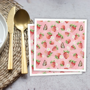 Serviette En Papier Fraise avec Papillon