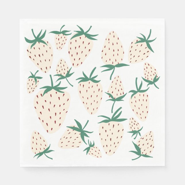 Serviette En Papier Fraise blanche Pineberry PERSONNALISÉE Enterrement (Devant)