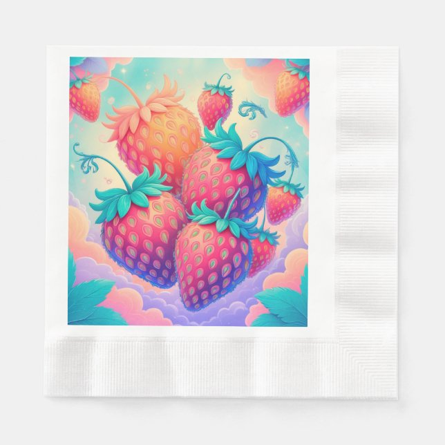 Serviette En Papier Fraise colorée (Devant)