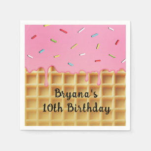 Serviette En Papier Fraise crème glacée gaufre cône Anniversaire