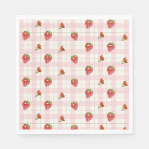 Serviette En Papier Fraise rose Berry Sweet En vichy Parti