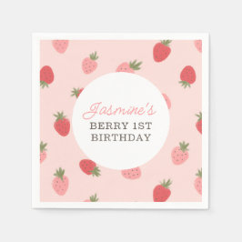 Serviette En Papier Fraise rose fête d'anniversaire
